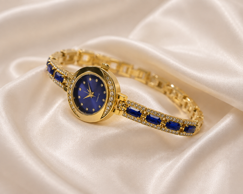 RELOJ AZUL Y DORADO